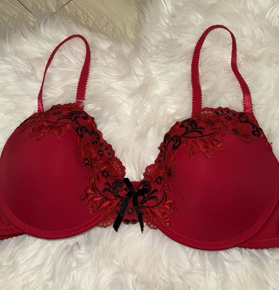 Sutiã feminino Felina F5019 com acabamento em renda acolchoado 38C vermelho - Imagem 3 de 4