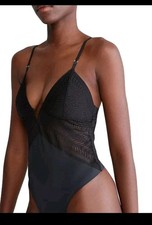 Calvin Klein Sculpt Lace Solid Color Women's Thong Bodysuit SZ M