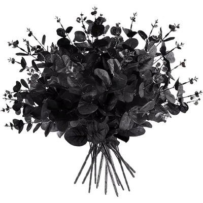Bouquet De Fleurs Artificielles Eucalyptus En Raphia Noir 47Cm Décor Maison Neuf - Photo 1/4