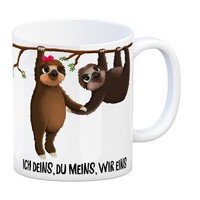 Kaffeebecher Mit Faultier PäRchen Motiv Und Spruch: Ich Deins, Du Meins, Wir