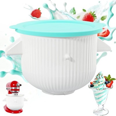LETOMS Ice Cream Attachment for Kitchen aid Mixer & Silicone Standard, White 