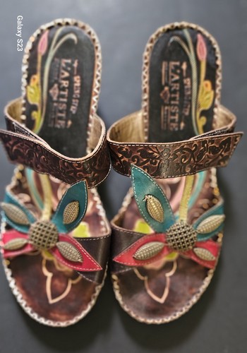 Spring Step L'Artiste Damen Leder Sandale Größe 37 mit Keilabsatz gebraucht, in einwandfreiem Zustand