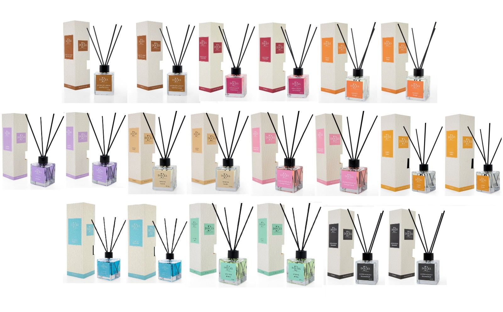 2er Set DOCKS Raumduft Set 110ml Diffuser mit Duftstäbchen – Lufterfrischer Duft