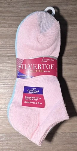 6 Pair SilverToe By Gold Toe Women's Sport No Show Socks Multi-Color Size 6-9