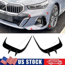 Pair Gloss Black For BMW 5 Ser G60 M-Sport 2024+ Front Bumper Vent Hole Cover