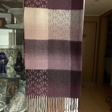 Purple Checkered Pattern Wool Scarf