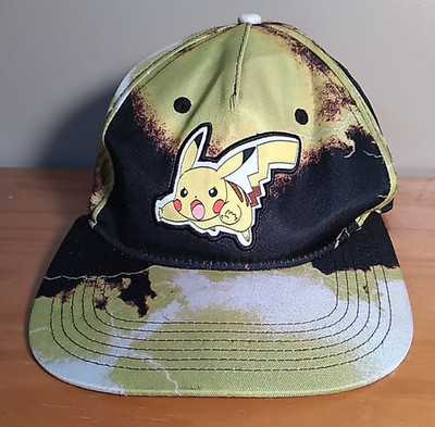 Pikachu Pokeman Black/Yellow Hat Cap Adjustable Snapback Age 14+
