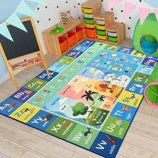 ABC Kids Rug for Playroom, 3x5 Washable Classroom Area Rugs, Toddler Educatio