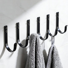 6 Pack Black Wall Hooks, Sturdy Metal Towel Coat Hooks for Bathroom, Entryway, C