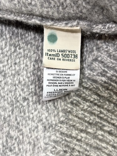 LL Bean Lambs Wool Cardigan Sweater Women's XL Beige Gray Full Zip Mock Neck - Picture 12 of 13