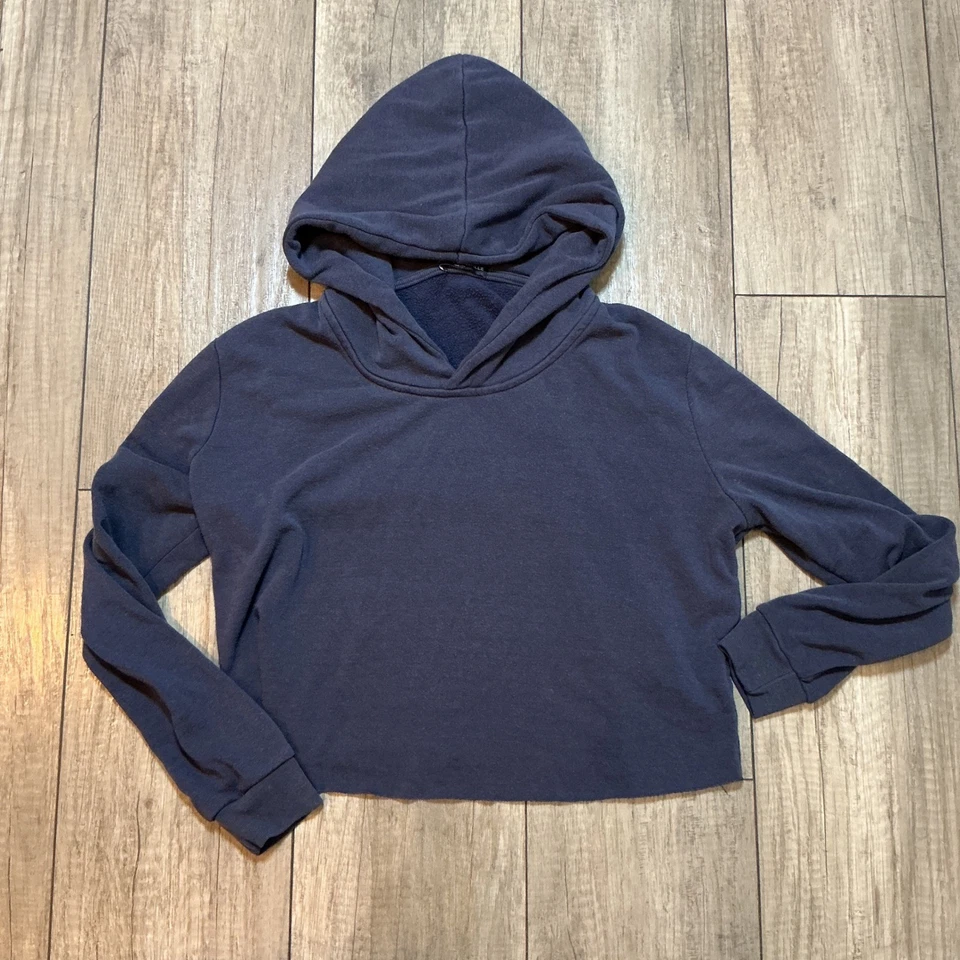 Женская укороченная толстовка с капюшоном Brandy Melville с длинным рукавом один размер синий топ - Изображение 2 из 4