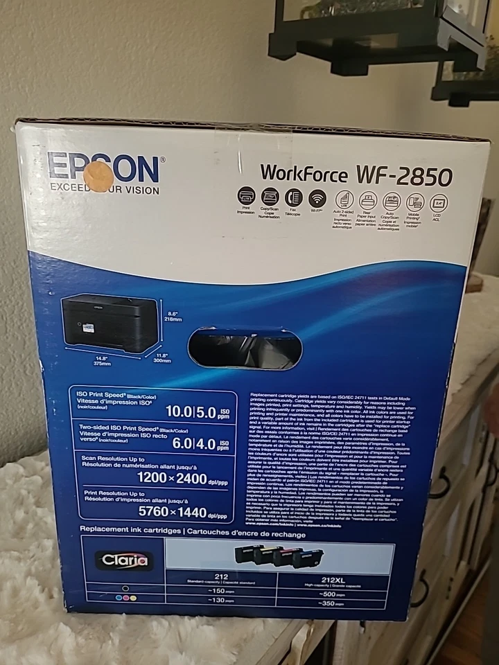Epson WorkForce WF-2850 Wireless All-In-One Inkjet Printer Black 2850 NEW - Image 2 of 4