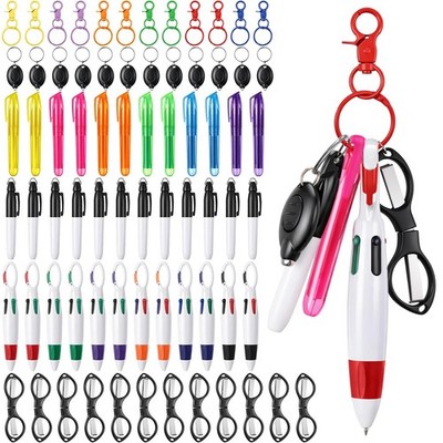72 Pcs Badge Reel Mini Highlighter Nurse Pens Set with Mini Scissors Highligh...