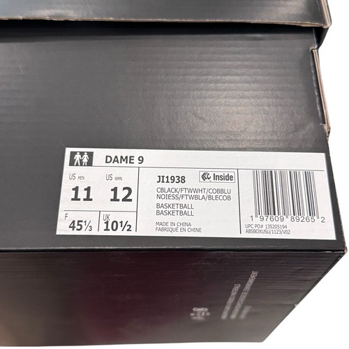 adidas Dame 9 Basketball Shoes Men's JI1938 Core Black White Cobalt Blue SZ 11 - Picture 5 of 11