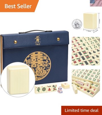Bleau Fontaine Chinese Mahjong Set with 146 Medium Tiles and Blue Vinyl Case ...