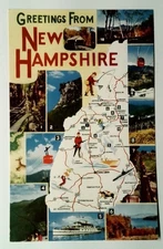 Greetings From New Hampshire Scenic Landmarks Vintage Postcard Litho