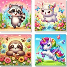 "4 Pack Animal Paint by Numbers Kits for Kids Ages 4-12 - Easy DIY Wall Art"