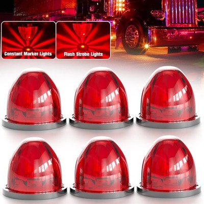 6pcs Watermelon Marker Lights Strobe+Steady Red LED Truck Trailer Dual Function