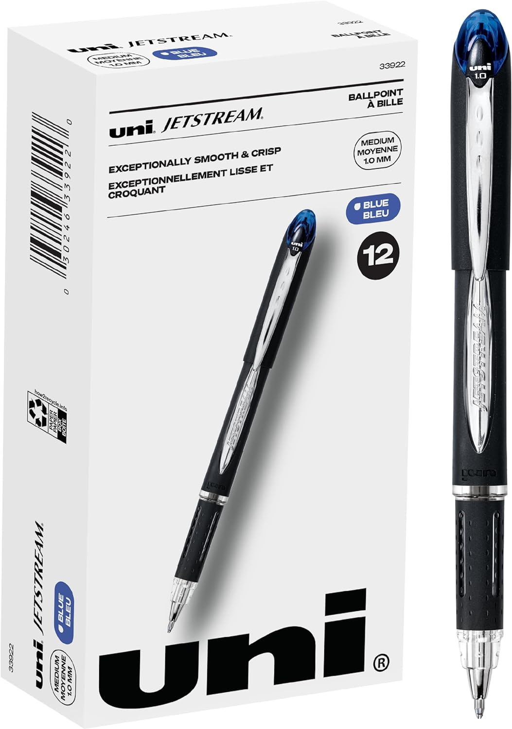 Uniball Jetstream Stick Pen 12 Pack, 1.0Mm Medium Blue Pens, Wirecutter
