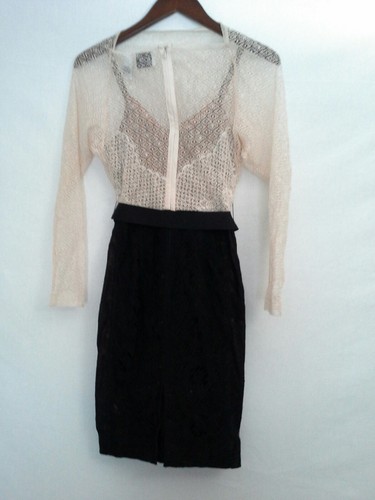Vestido Anthropologie Alarie Beguile de Byron Lars Encaje Pequeño 0 Marfil Negro $298 - Imagen 5 de 7