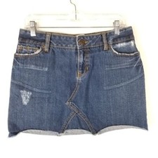 Gap 4 Distressed denim jean mini skirt Y2K vintage 100 cotton Raw hem