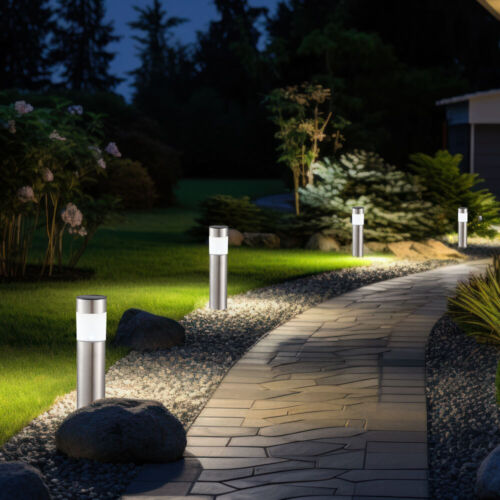 Außenleuchte Solarleuchte Erdspieß Leuchte Solar Gartenlampe Edelstahl 4er Set - Bild 4 von 12