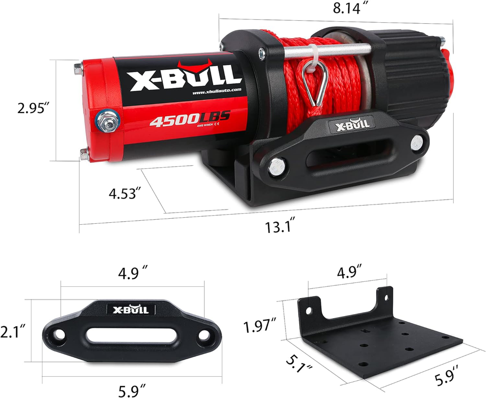 XBULL 4500 lbs Winch 12V Electric Winch Kits with Fairlead, ATV/UTV