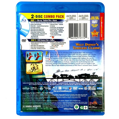 Walt Disney's - Dumbo (Blu-ray/DVD, 1941, Full Screen, 70th Anniv. Ed) - Imagen 2 de 3