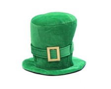 St. Patrick's Green Velvet Top Hat with Shamrock, Party Favor, and Tree Topper