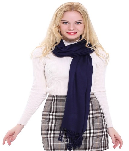 CJ Apparel Navy Blue Solid Color Shawl Seconds Scarf Stole Wrap Pashmina **NEW** - Bild 4 von 12