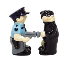 PT Cop and Robber Ceramic Salt and Pepper Shakers Set