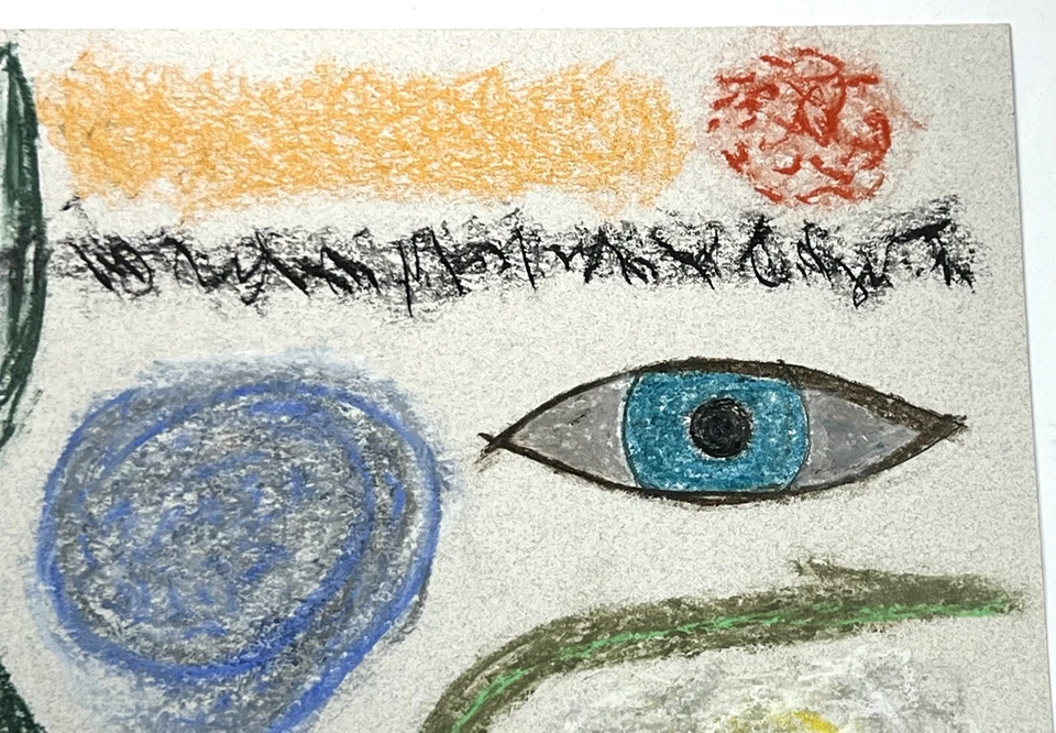 "Forma y figuras abstractas de peces ojos pastel dibujo bellas artes 8x11"" único cuadrículo" Foto 4 de 4