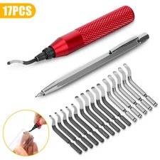 Deburring Tool Kit w/ 15 High Speed Steel Burr Removal Blades Pointed Cutter Pen