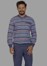 COMTE Schlafanzug mit B&uuml;ndchen Gr&ouml;&szlig;e 3XL/58 Pyjama Langarm blau Herren 232809