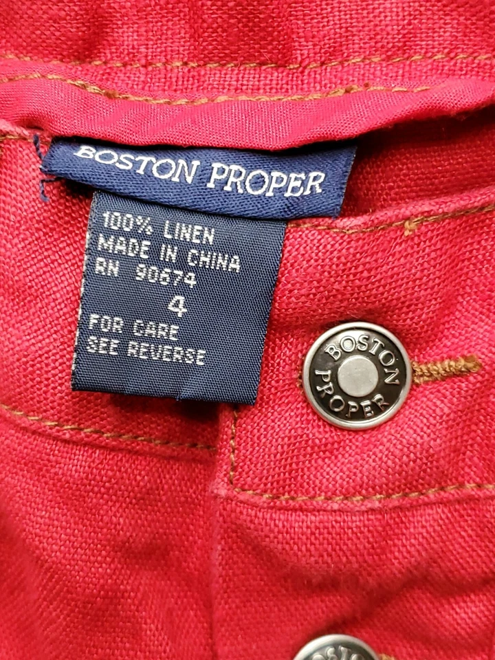 Pantalones Cortos Boston Proper Mujer 4 Rojo Puños Cortos Bolsillos Informales  Foto 2 de 4