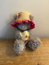 Me To You Grey Teddy Bear Holding Small Duck 7” Plush Yellow Hat H50A Rare