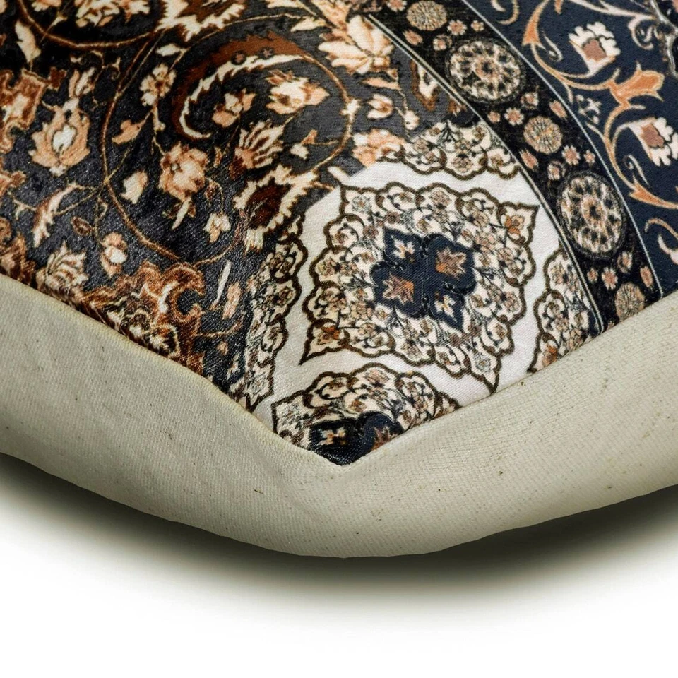 Oblong Pillow Cover Brown 12 x 16 inch, Room Decor Satin Printed - Meher - Image 2 of 3