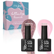 MYGEL Mylee Gel Nail Polish Pink & Glitter Colour Set 2x10ml, UV LED Manicure