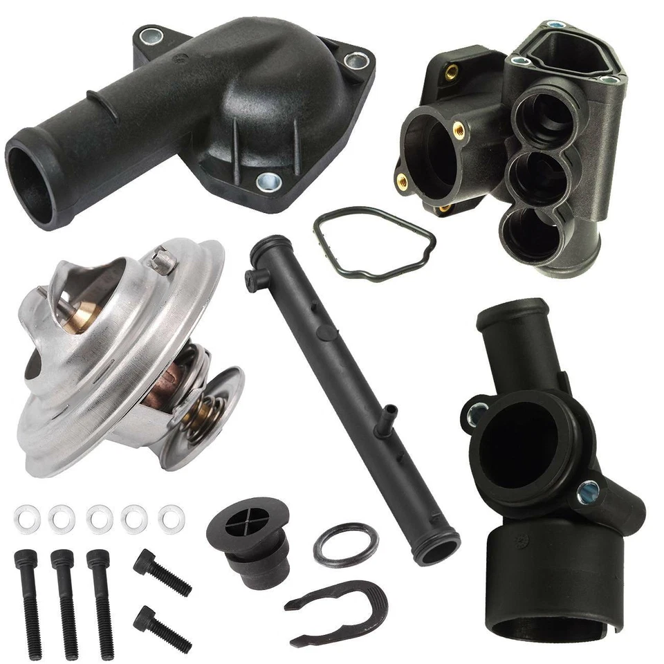 Kit de carcasa de termostato de refrigerante central delantero para VW Golf Jetta Passat 2,8 L VR6 Foto 2 de 4