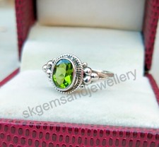 Natural Peridot Ring 925 Sterling Silver Ring February Birthstone Ring