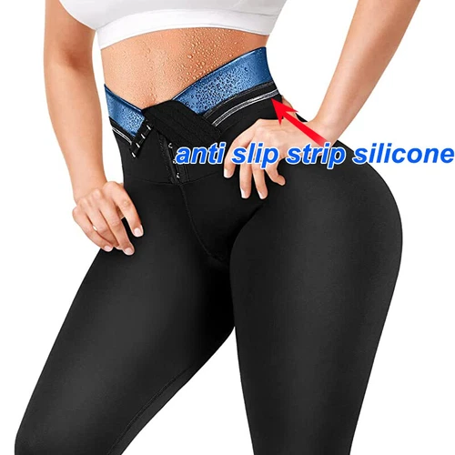 Damen Thermo Sauna Leggings Bauchweg Schwitzhose Abnehmen Laufhosen Sporthosen - Bild 12 von 35