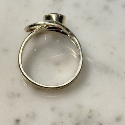 Vtg Sterling Silver 925 Purple Amethyst Modernist Band Ring Sz 7.5- 9 Adjustable - Picture 11 of 13