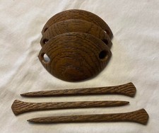 Vintage Lot of 3 Wooden Ponytail Stick Pin Holders - Old Store Warehouse Stock