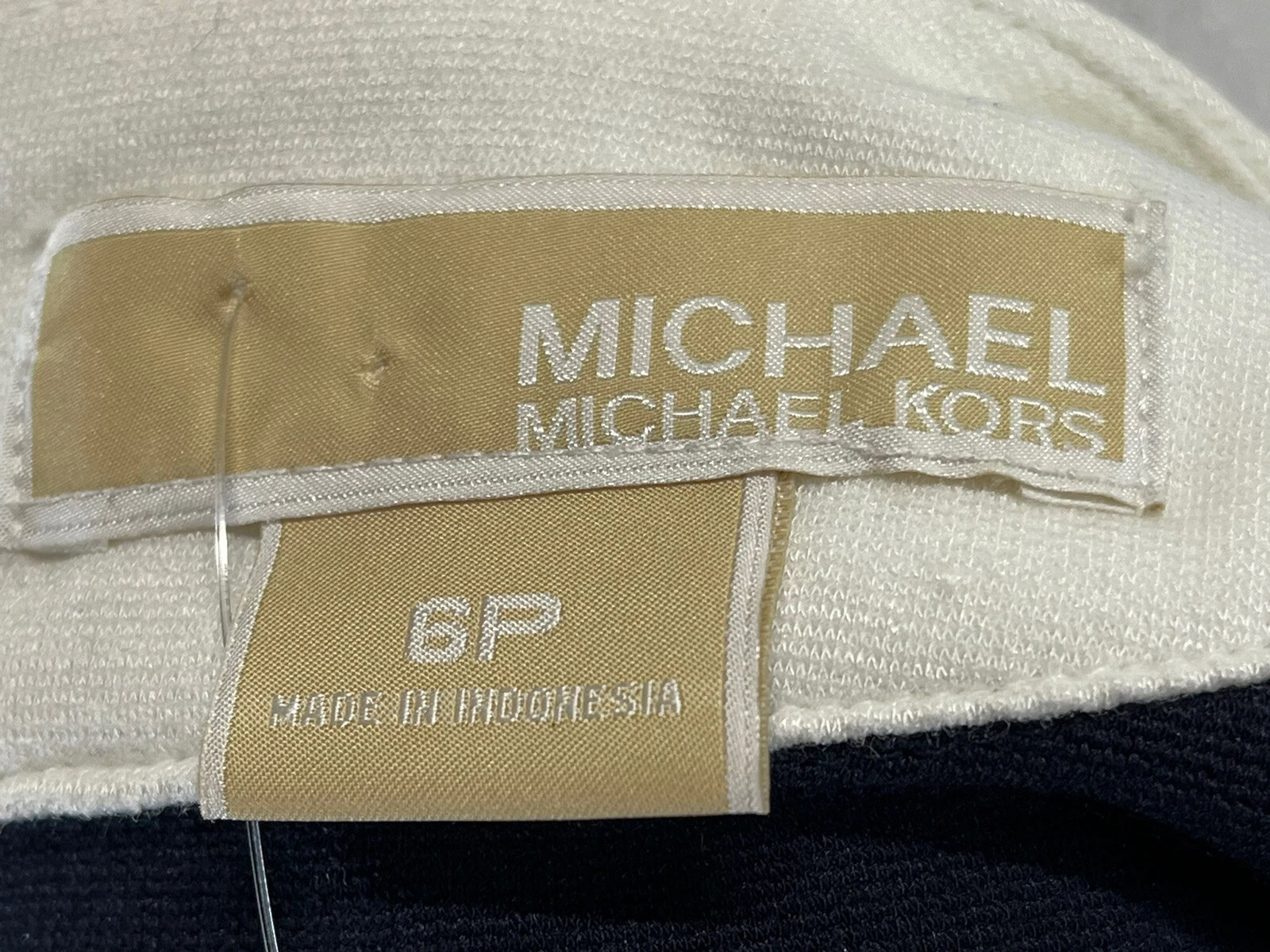 NUOVO! Abito in guaina Michael Kors 6p Petite Navy Finiture Bianco Bottoni Senza Maniche