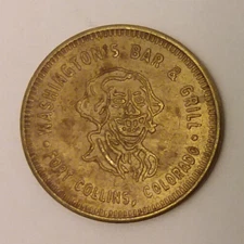 Washington's Bar & Grill Fort Collins, CO One Dollar Trade Token 29mm