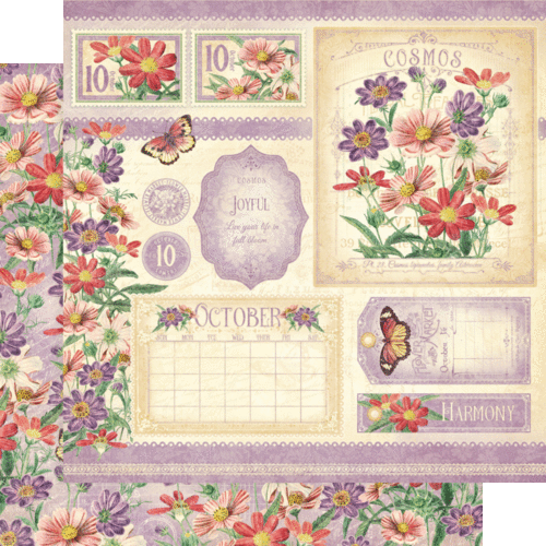 GRAPHIC 45 "FLOWER MARKET" 12X12 PAPER PACK CALENDAR FLORA RETIRED SCRAPJACK'S - Picture 11 of 12