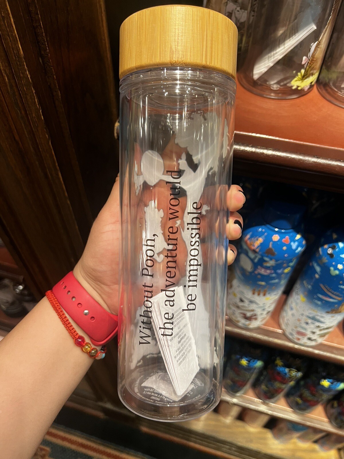 New Disney Parks Winnie Pooh Twist Top Water Bottle Cup Clear 18oz