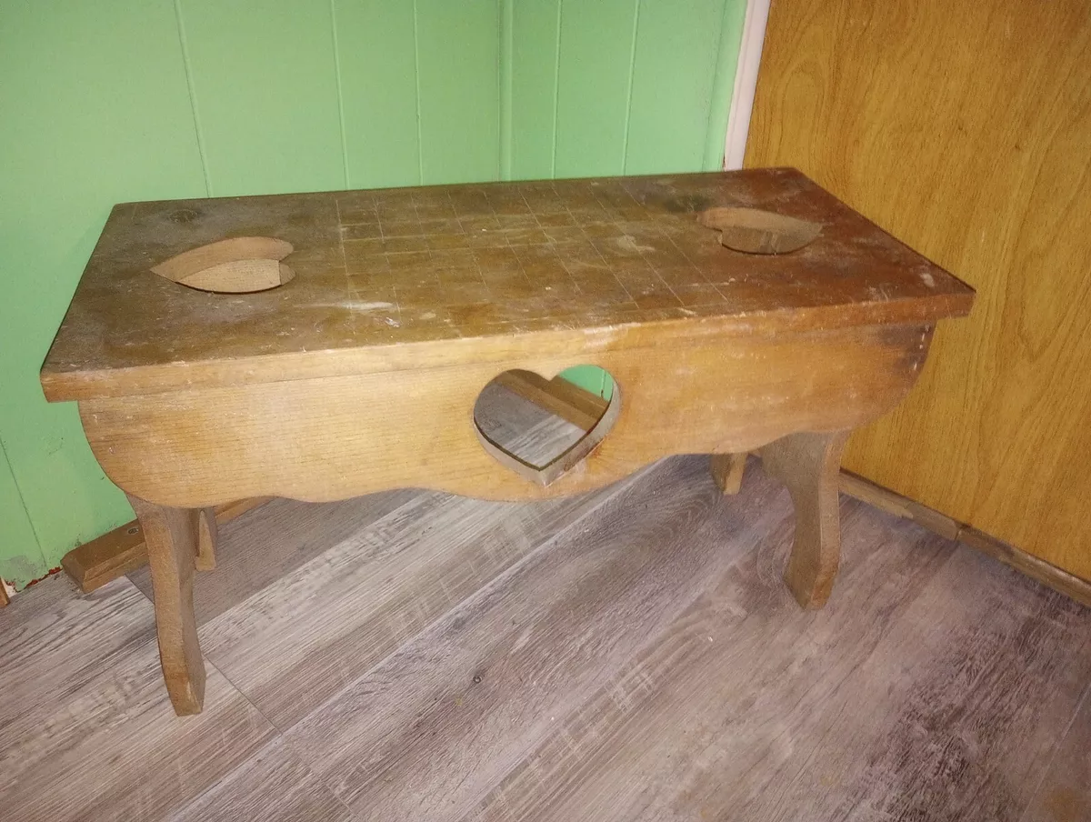 Wooden bench with heart on sale cutout
