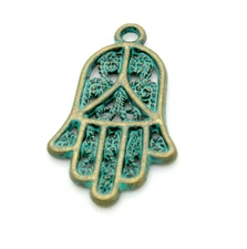 Antiqued Patina Green Bronze Charm Beads Pendant Earing 24mm x 14mm x 2mm - Bell