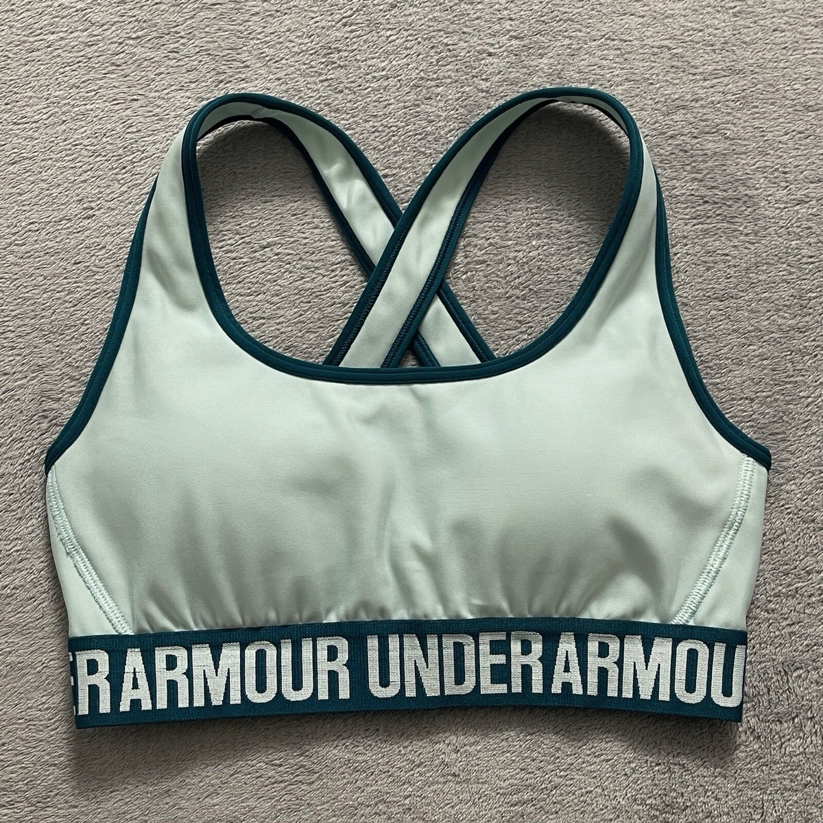 Under Armour Sports Bra Womens Size S Green Athletic Cross Back Padded Small